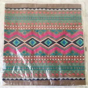 West Elm Southwest Embroidered Throw Pillow Cover Taupe Pink Turquoise 15 x 16